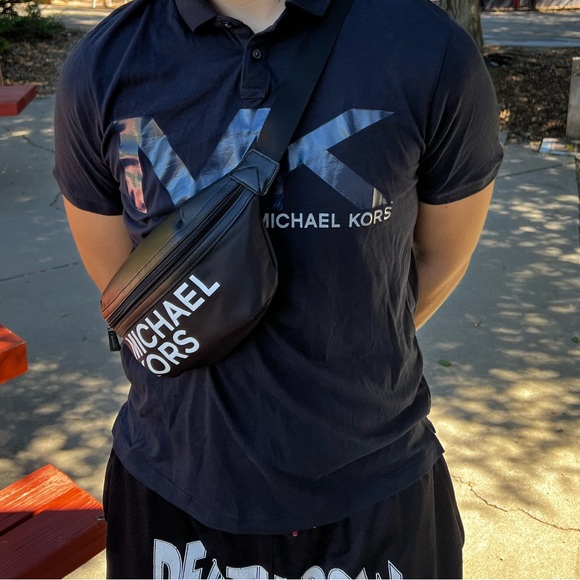 MICHAEL KORS MEN SIGNATURE LOGO POLO SHIRT TENNIS RUGBY NAVY BLUE MK CASUAL JOCK - Picture 3 of 16